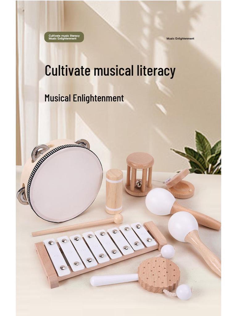 Children’s Wooden Percussion Set: Xylophone, Tambourine, Rattle, Toy Instruments