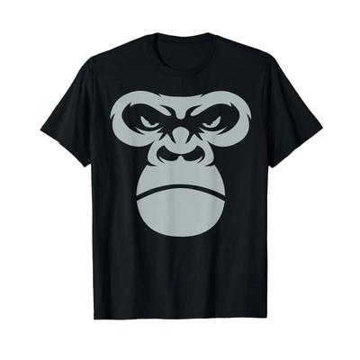 Giant Gorilla Face T Shirt Primas Ape Halloween Costume Black Vintage Soft Stretched Versatile Top For Everyday Wear