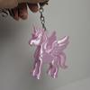 Bag Charm Keychain Pendant Heart-Shaped Metal Lobster Clasp Smooth Open Close 3D Printed Pink Pearlescent Unicorn