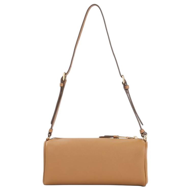 Prada Enamel Triangle Metal Logo Calfskin Shoulder Bag Women Shoulder Bag Brown 1BC239_2CYS_F03BH_V_OVO