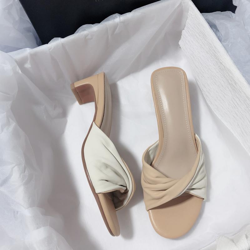 2025 New Great Easy To Wear Gentle Outer Wear Bow Color Matching Casual Versatile Korean Version Cool Slippers Women's Summer