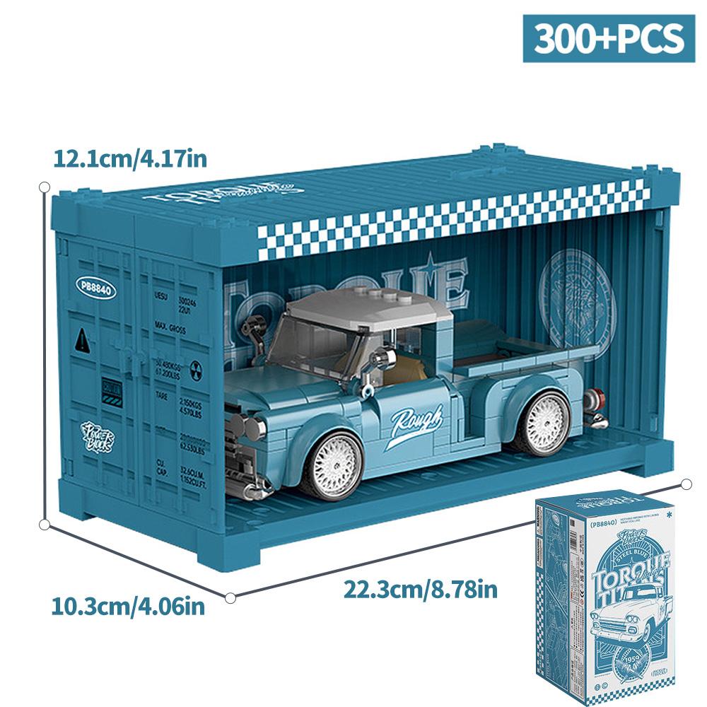 Non-Toxic City Technical Vintage Pickup Truck Car Series Building Blocks Moc Container Trucks Model Bricks Diy Toys For Kids Birthday Gift