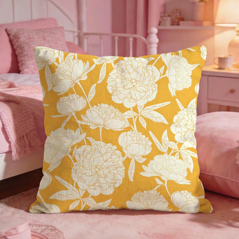 Elegant PPeony PatternS Cushion Cover Premium Comfort Reversible Pillow Cove Two in One Design for Any Room  Car Interior
