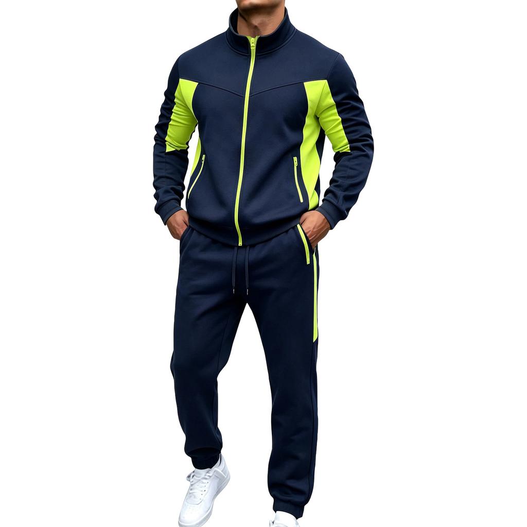 Herren Farbiges Sport-Trainingsanzug Jacke und Hose Set für das Training