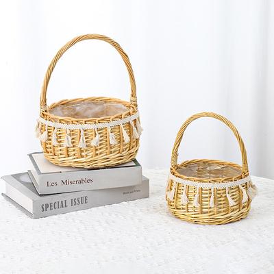 Handmade Willow Weaving Mother's Day Flower Basket Rural Companion Gift Handbag Flower Arrangement Small Basket