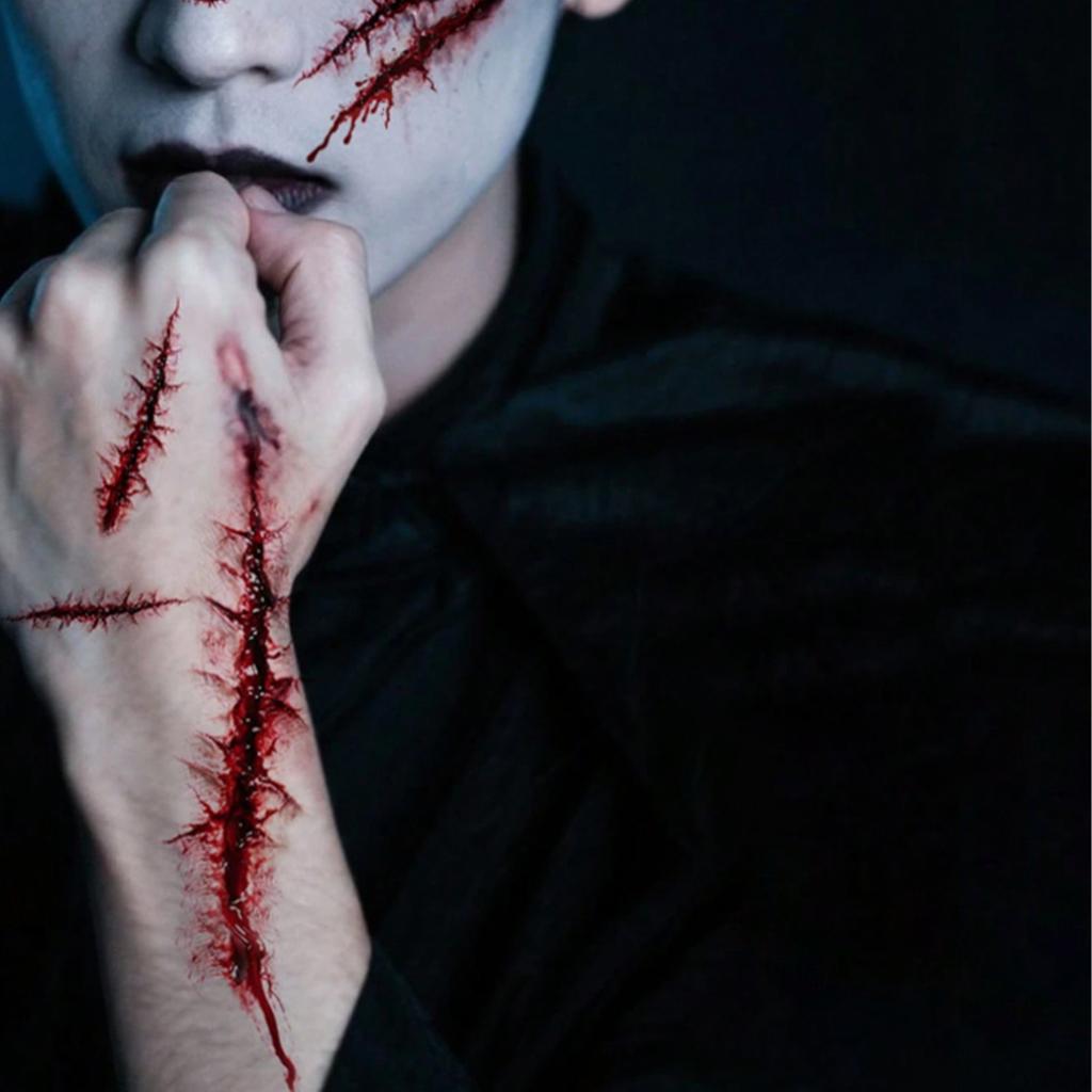 High-Value Personality Dark Scars Halloween Face Sticker Hand Tattoo Sticker