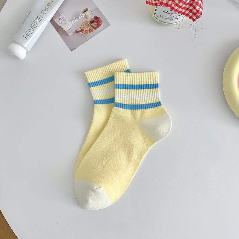 Women's Spring and Summer New Style Embroidered Cartoon Striped Letter Breathable Cotton Socks