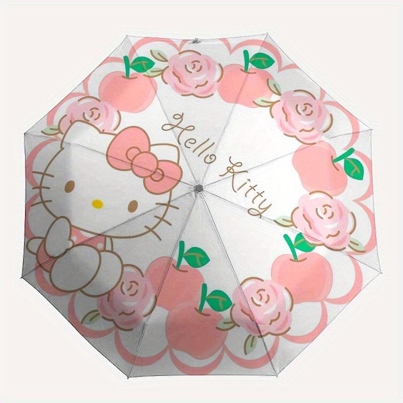1pc Hello Kitty Floral Wreath Umbrella with Plastic Handle,Suitable for All Seasons Home Travel Outdoor UmbrellaSanlio341