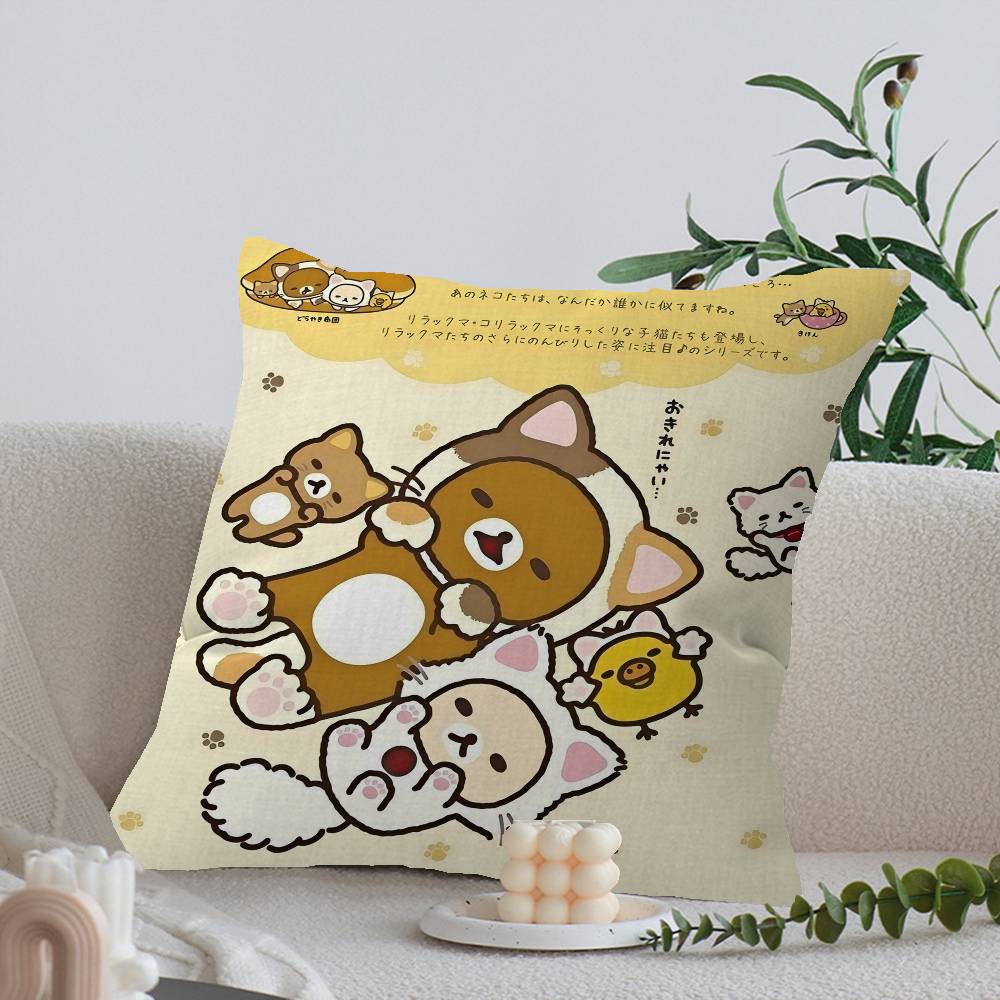 Cartoon Rilakkuma Decorative Room Aesthetics Pillow Case Home Decor Bedroom Sofa Bed Couch Pillow Cover x