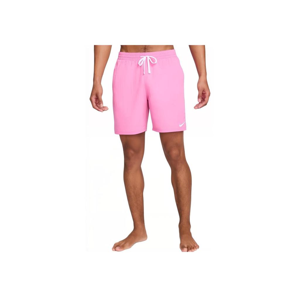 Nike Swim Logo Comfortable Mid Waist Drawstring Casual Beach Shorts Men Shorts Pink White FZ6259-675