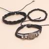 Jewelry Vintage Braided Black Leather Bracelet DIY Set Playing Card Pattern Men's Bracelet Accessories