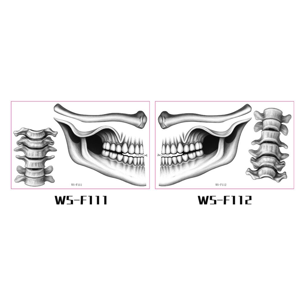 New Popular Halloween Mouth Bone Collarbone Tattoo Stickers, Lip Makeup Decoration, Horror Tattoo Stickers