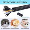 Self-Closed Insulated Line Protection Wire Wrap PET Braided Cable Sleeve Expandable High Density Sheath Snake Skin For Cables