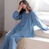 Spring pajamas women's 1011 new pure cotton simple spring and autumn long-sleeved cardigan two-piece cotton loungewear set