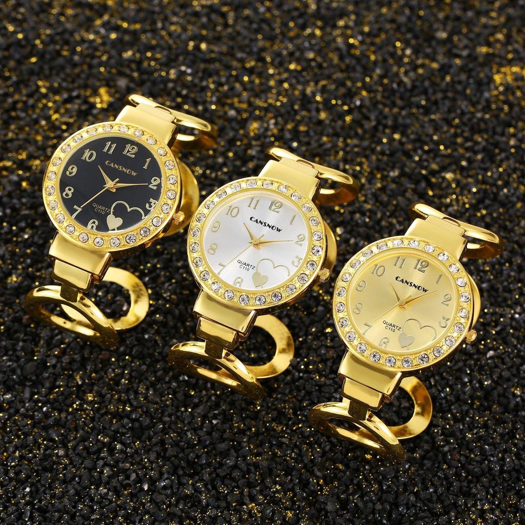 Neue Luxus-Damenuhr Mode Runde Diamantenbesetzte Uhr Damenuhr Damen Quarz-Armbanduhr Herzförmiges Zifferblatt Geschenk für Mädchen