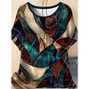 Comfortable Tee Crew Neck Short Sleeve Fashion Women's Simple Short Sleeve Crew Neck T-Shirt 3D Simple Color Printing Tops