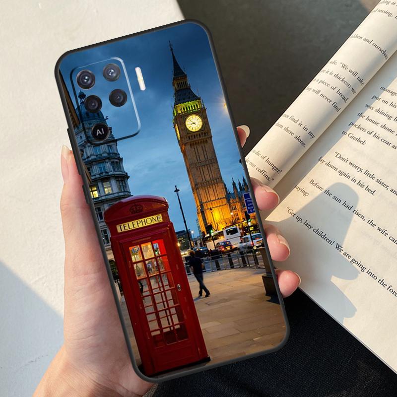London Bus England Big Ben Case For Oppo A74 A57 A17 A77 A18 A38 A58 A78 A98 A54 A94 A80 A60 A40 A96 A76 A16 A15 A5 Pro