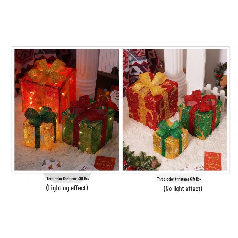 Cross-Border Christmas Luminous Gift Box Set: Outdoor Decorative Lights for Courtyard & Mall Display
