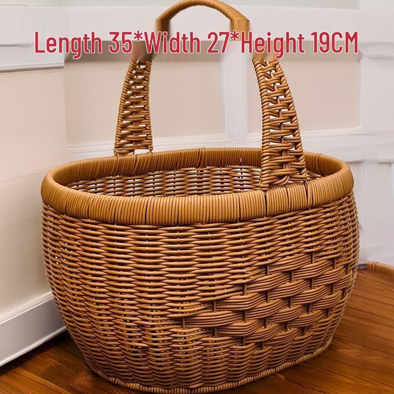 Handmade Imitation Rattan Woven Basket - Perfect for Shopping, Fruits, Eggs, Vegetables, Storage, and Picnics.