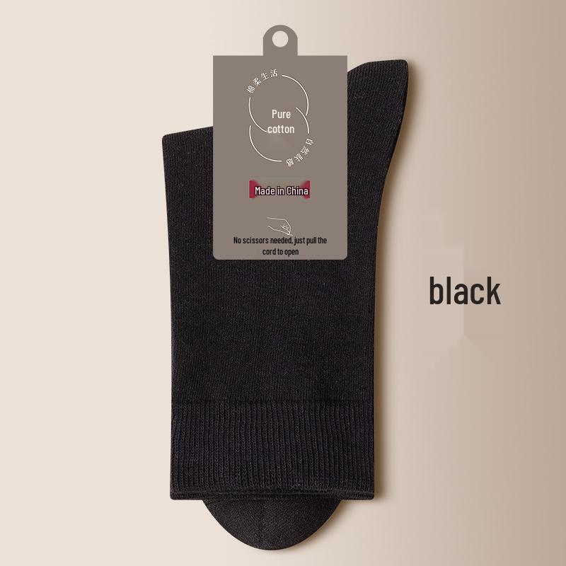 Svarta herrstrumpor i ren bomull till mitten av vaden - Varma, andningsbara och svettabsorberande för höst/vinter
