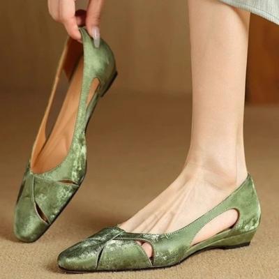 New Hollow Breathable Square Toe Slip-On Solid Color Square Heel Temperament Fashionable and Versatile Summer Women's Shoes