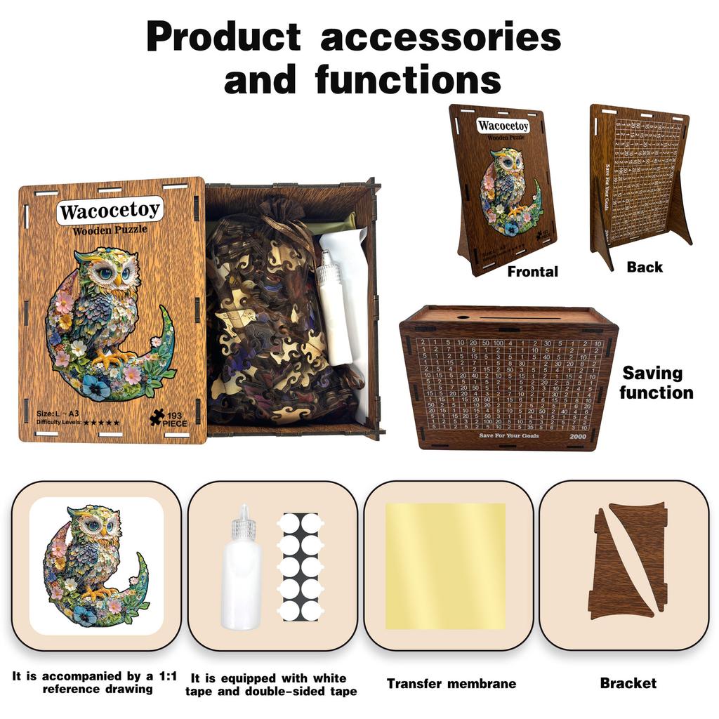 Owl Puzzle Toy Wooden Special-Shaped Puzzle Game Original Decompression Handmade Puzzle