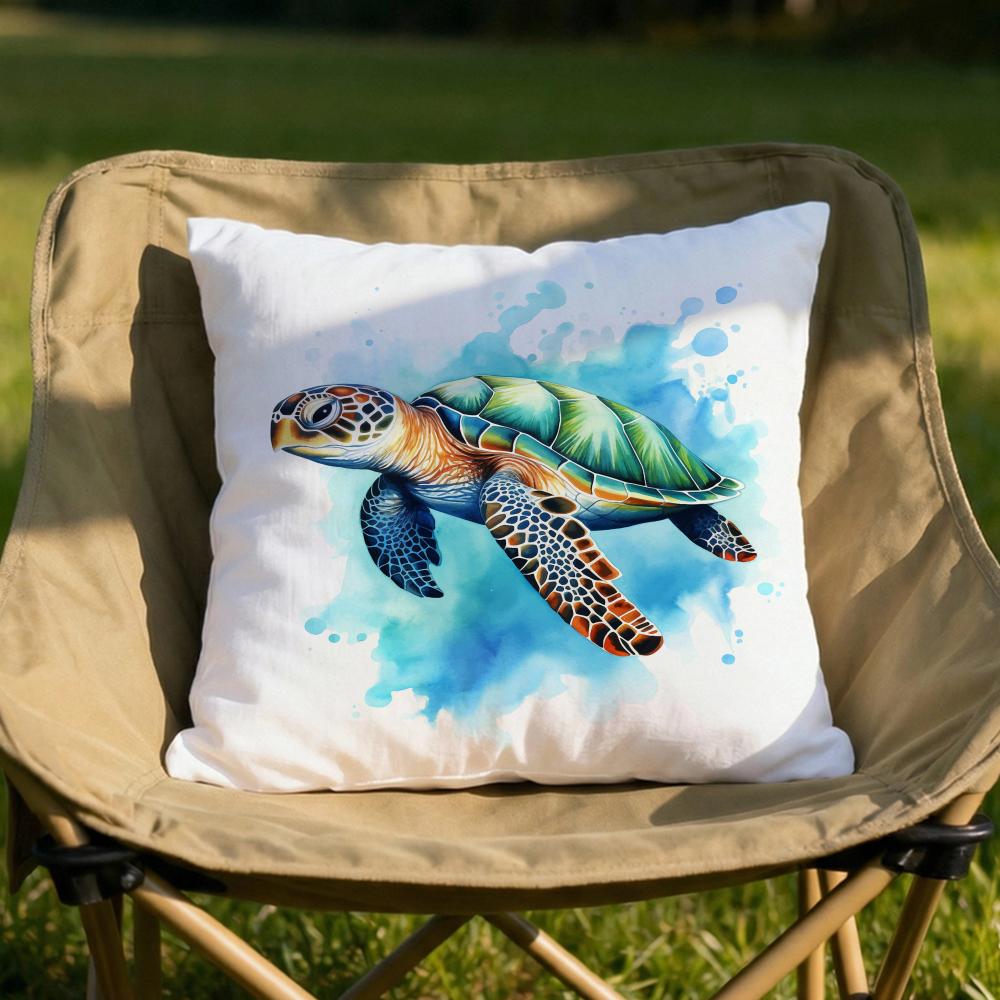 Watercolor Sea Turtle Cushion Cover Soft Reversible  Durable Pillow Cover  MultiScene Use for Home  Car Daily Comfort