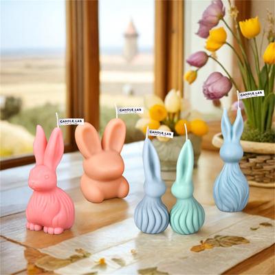 Moules en Silicone Bougie Lapin 3D Lapin de Pâques Décoration Maison Moule Plâtre Résine Époxy Fournitures Fabrication Bougies Spirales