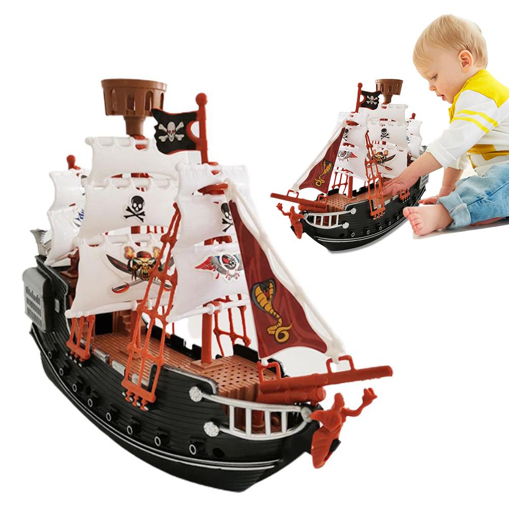 10in Pirates Ship Table Ornament Pirate Model Toys Exquisite Craftsmanship Unique Boats Model Special Gift for Children Kids