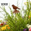 Handmade Iron Garden Sculpture Rusty Decorative Stakes, Metal Flowers Birds Decoration, Daisy Vintage Art Bird Stake, Plant Container Decorations