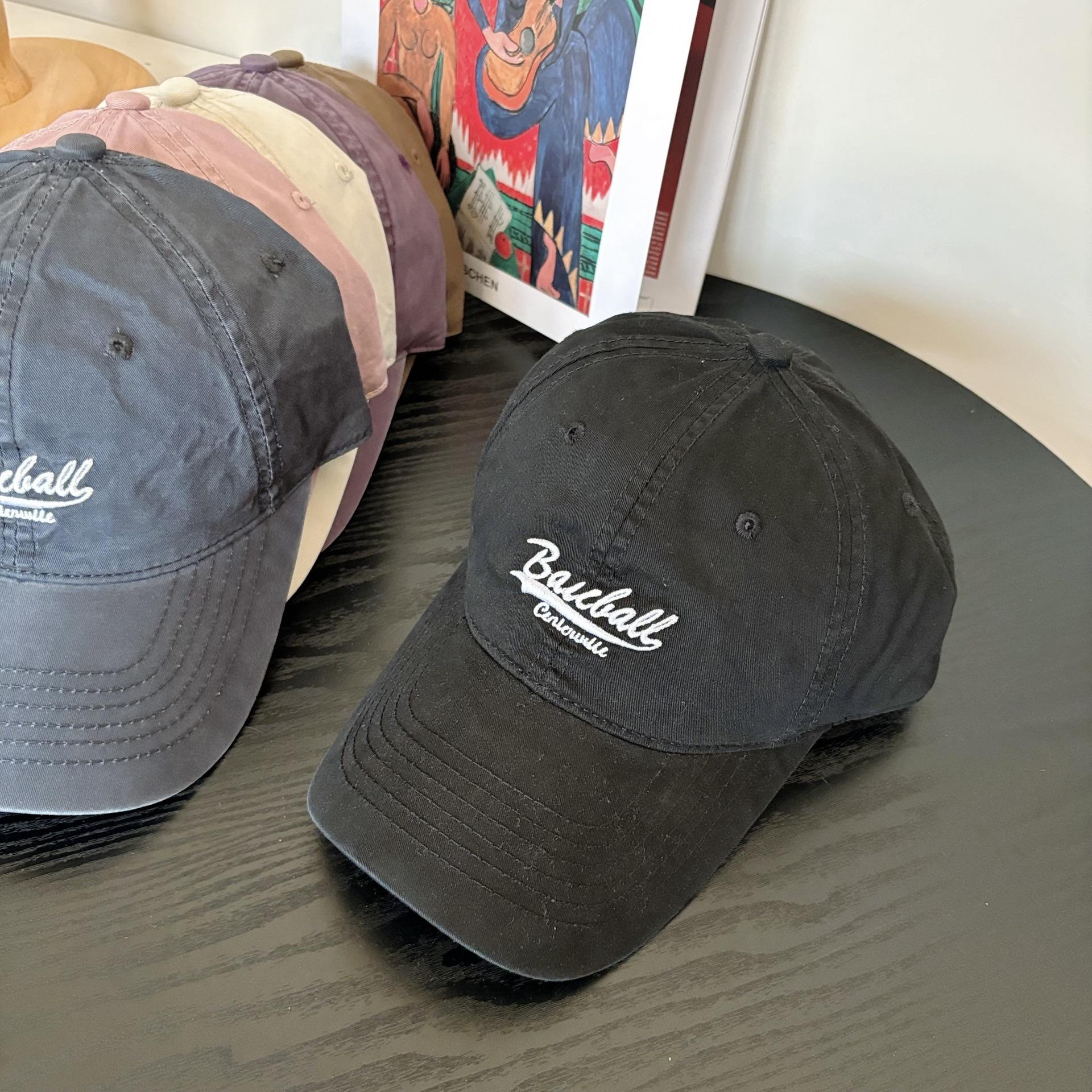 

Japanese letter embroidery casual fashion versatile street travel soft top cap unisex baseball cap M（56-58cm） чёрный