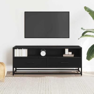 TV Stand Black 100 X 34.5 X 40 Cm Particleboard and Metal