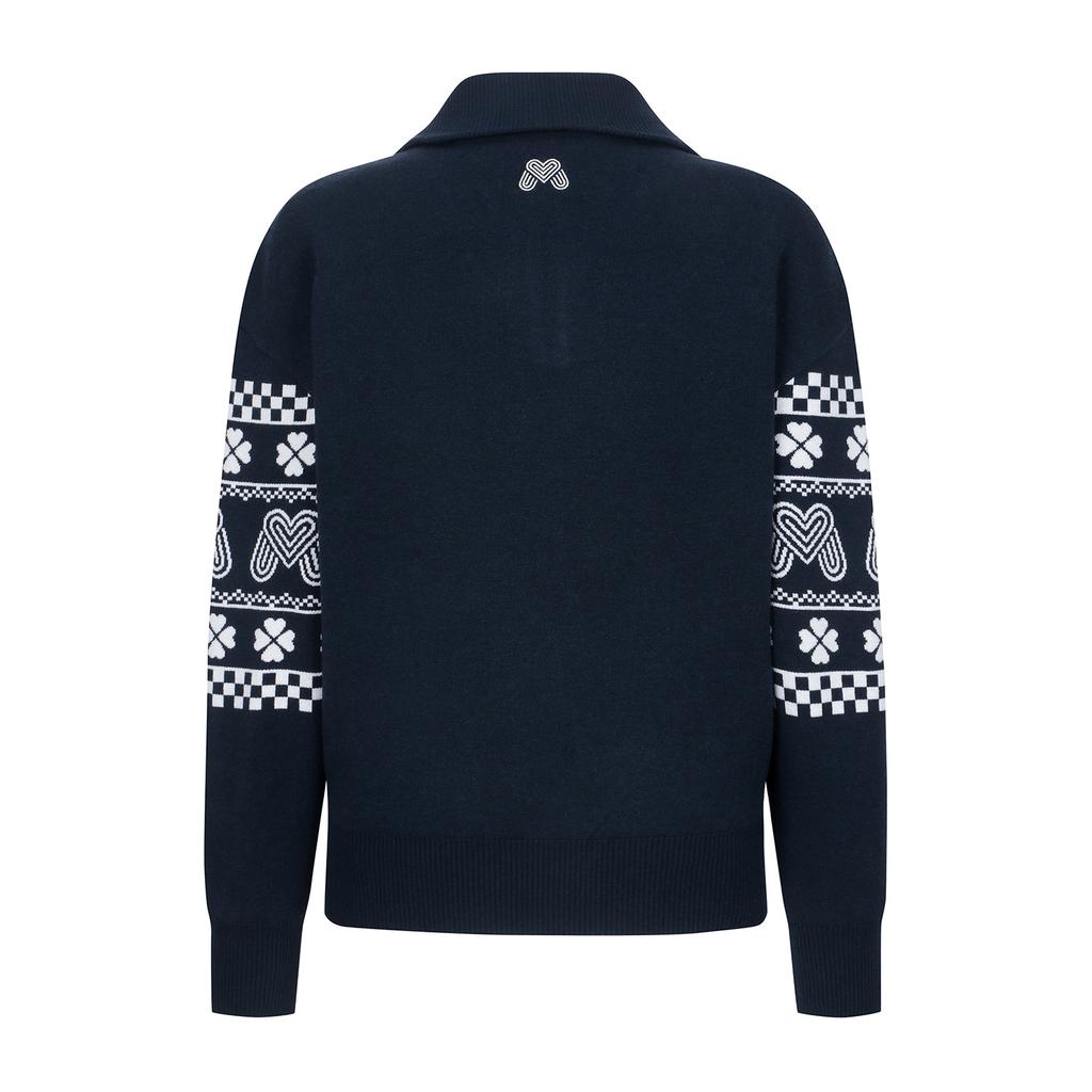 MARTINE GOLF Clover Half Zip-Up Sweater_Navy