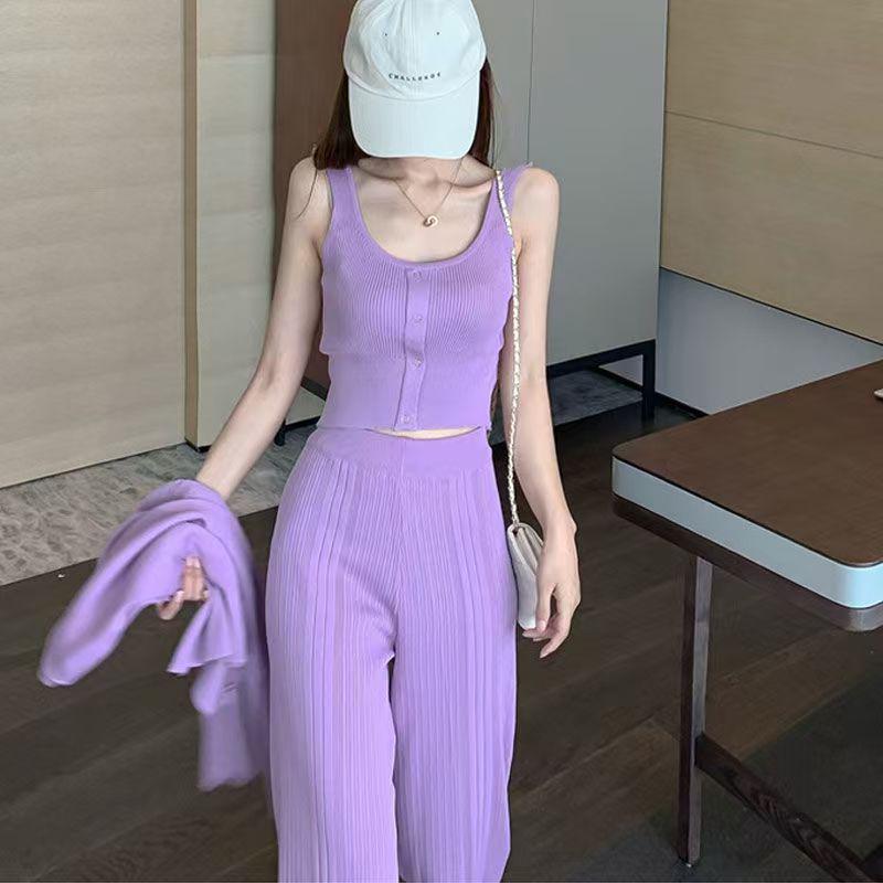 Autumn Casual Three-Piece Sports Suit: Cardigan and Glutinous Rice Style