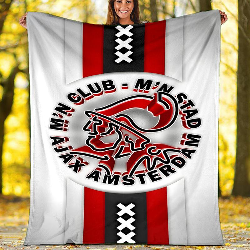 1pc Ajax FC Theme Blanket - Digital Print, Polyester, Cozy for All Seasons, Perfect for Outdoor, and Travel
