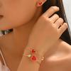 European and American Fashion Light Luxury Bracelet Women, Niche Love Shape Dripping Oil Design Earrings Versatile Bracelet Jewelry Set
