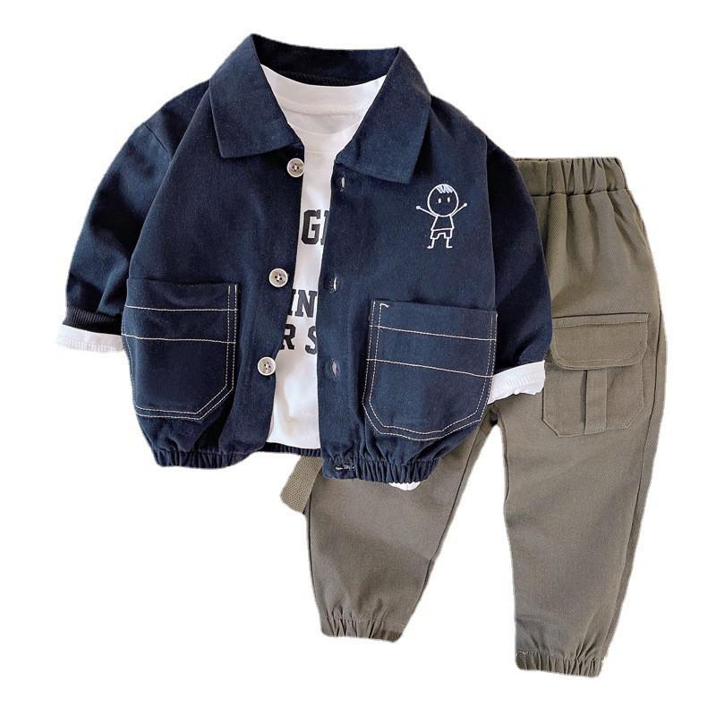 Toddler Boys 3-Piece Set Casual Outfit Cartoon Jacket Pants Top