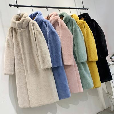 Women's Autumn Winter Korean Imitation Mink Fur Coats Thickened Loose Velvet Plush Coat Long Overcoat