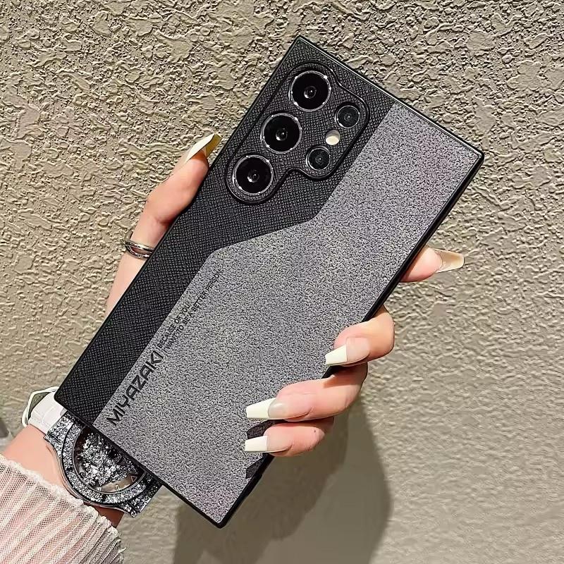 Luxury Double Color Phone Case For Samsung Galaxy S25 S24 S23 S22 S21 Ultra S23 S24 S25 Plus Leather Shockproof Pattern Slim Back Cover