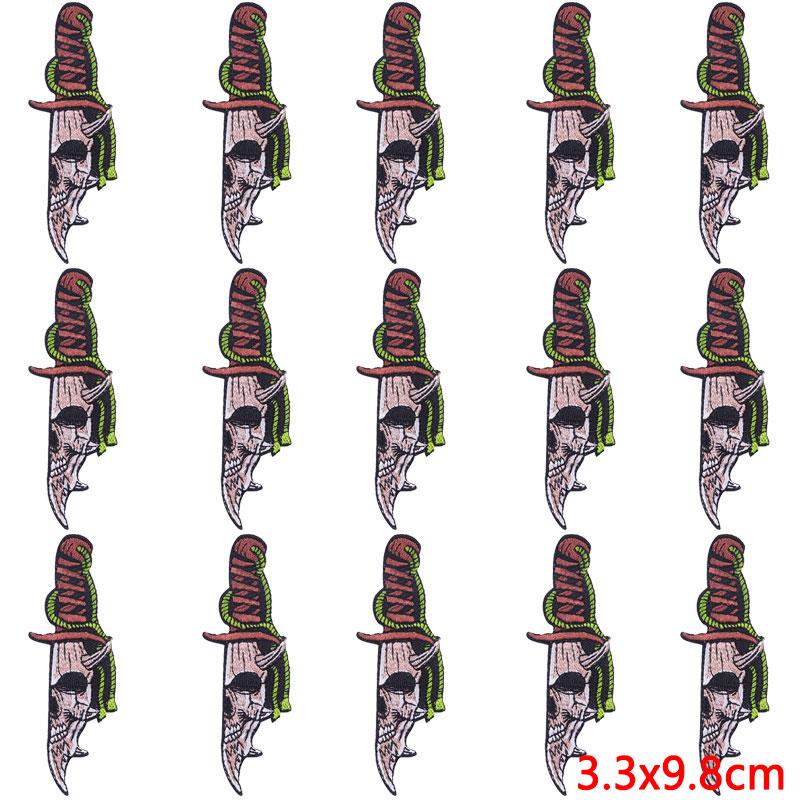 10Pcs/Lot Skull Punk Patches For Clothing Hip Hop Iron On Patches For Clothes Patch Thermoadhesive Embroidery Fusible Patch DIY