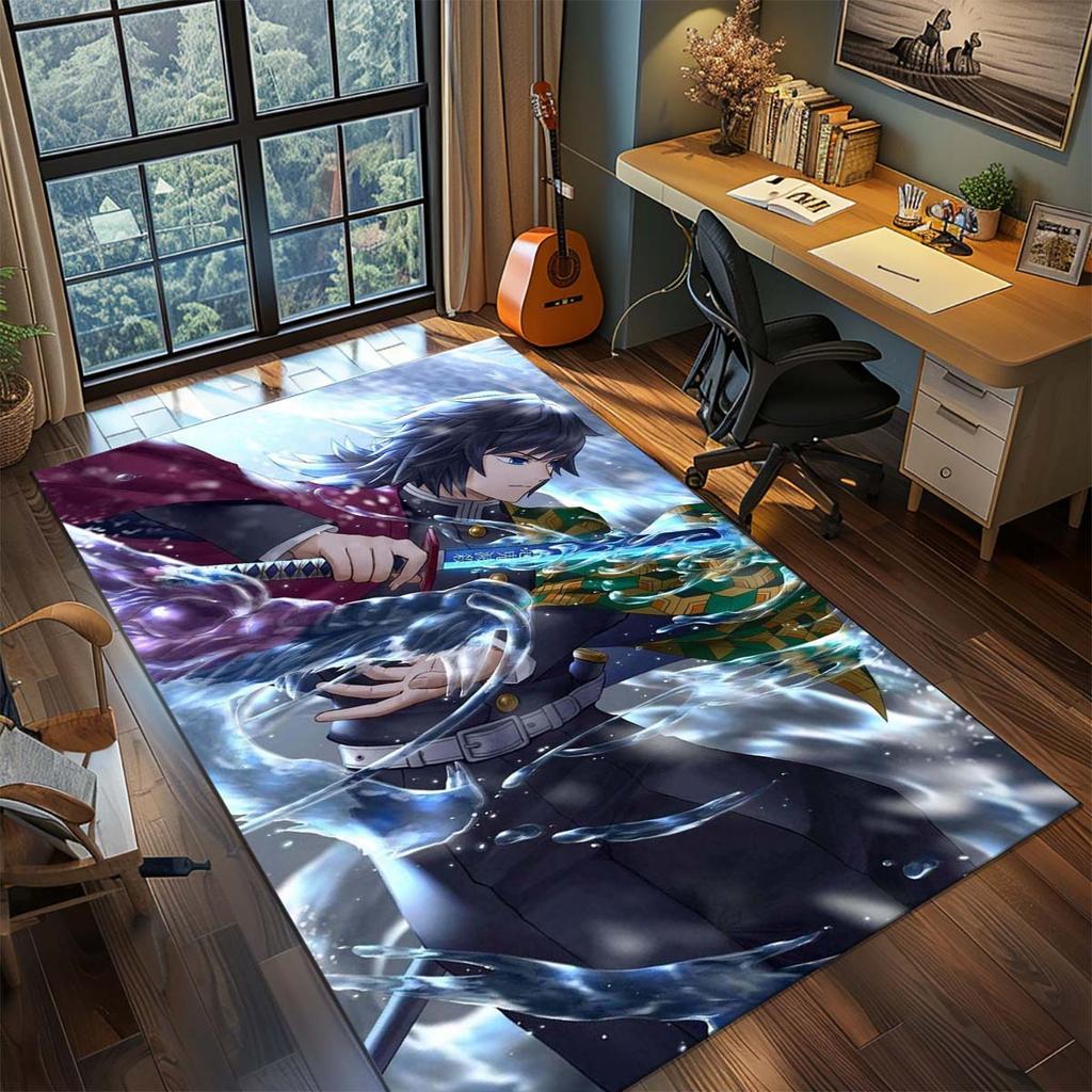 Demon Slayer Anime Rug Carpet Large Area Rug Non Slip Washable Floor Mat Gamer Room Bedroom Home Decor -QJY