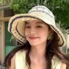 Handmade Weave Crochet Hat Summer Fisherman Caps Ins Straw Bucket Cap  Travel