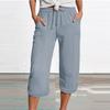 Women's Summer 3/4 Trousers  Summer Trousers With Pockets Causal Loose Trousers Fabric Trousers Sport Leisure Beach Trousers