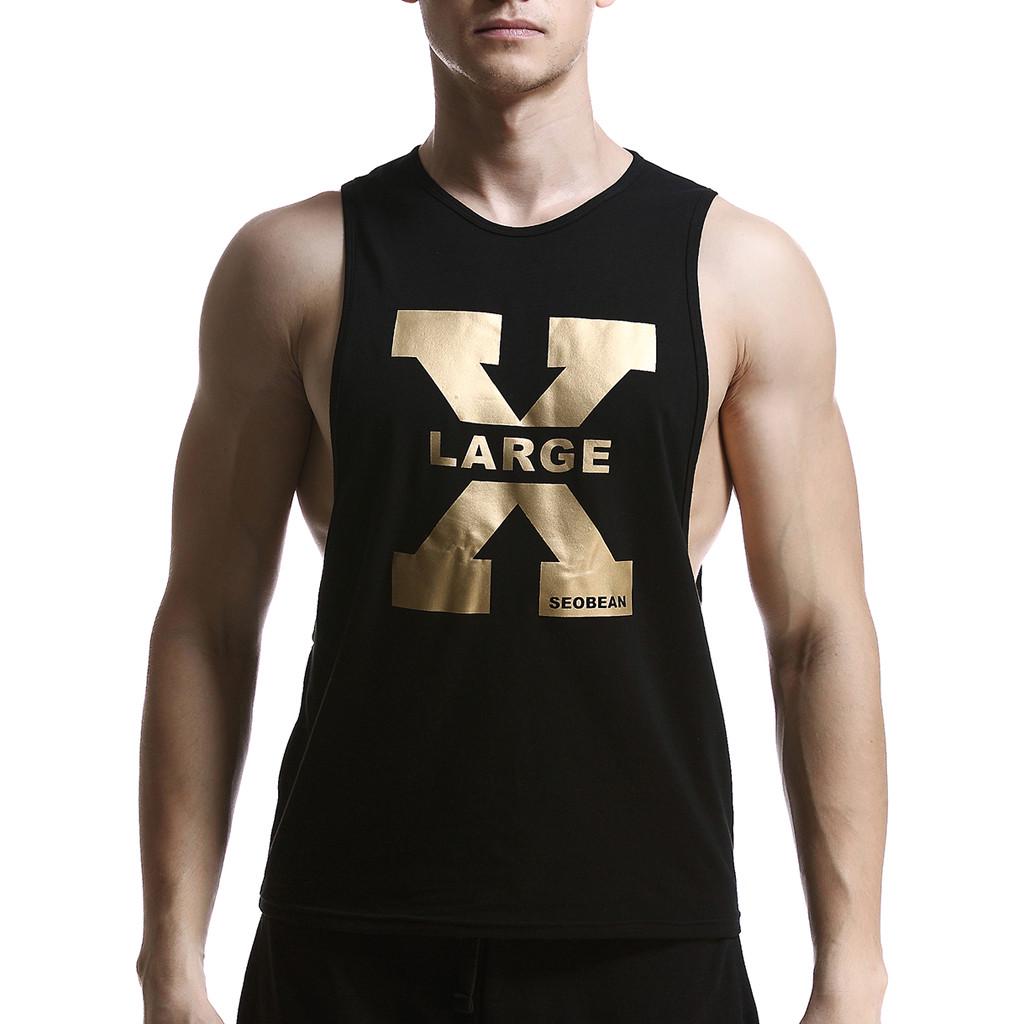 Мужской летний повседневный модный - дышащий Печатный Повседневный Домашний Спортивный Жилет L чёрный