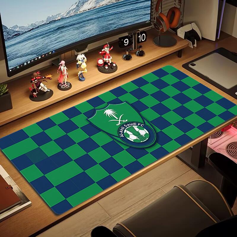 Al-Ahli Saudi FC Lace Solid Color Mouse Pad Large Gaming Table Cushion Non-slip Laptop Tablet Big Mousepad XXL Mat Mini PC Playmat With Lock edge