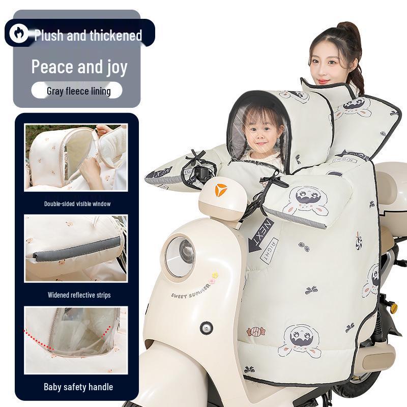 Winter Fleecegefüttert Winddicht Elektrofahrzeug Kind-Eltern Motorrad Windschutzscheibe