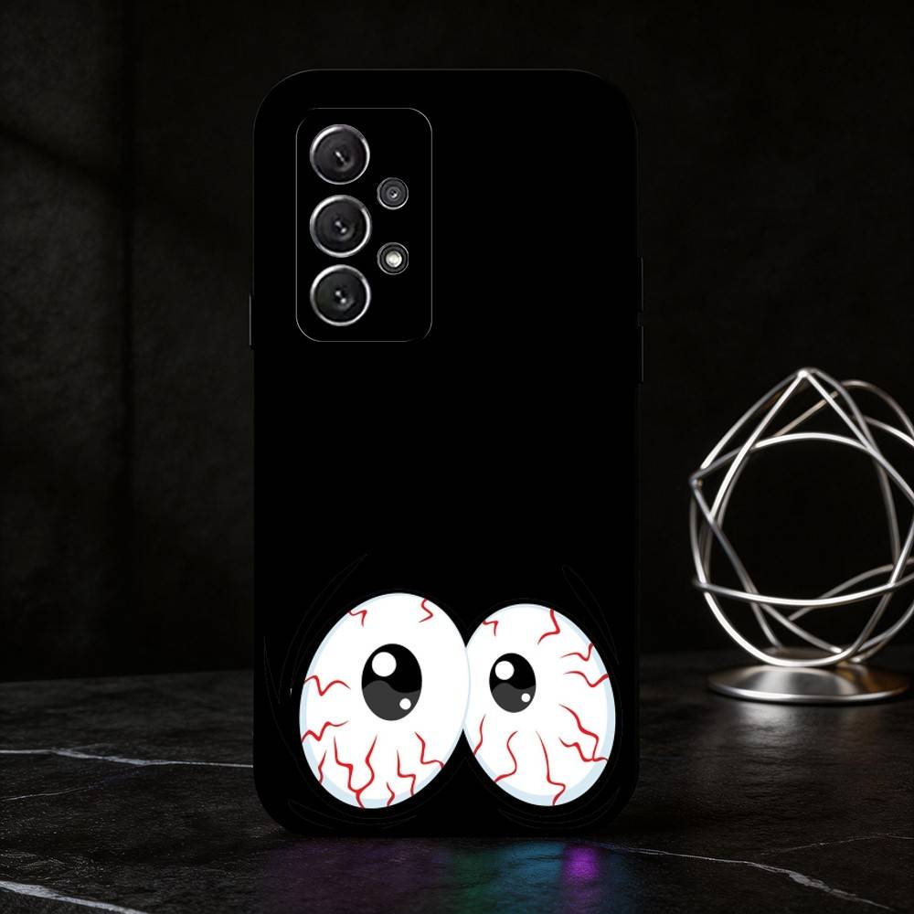 

C-Cartoon expression phone Case For Samsung S25,24,21,22,23,30,Ultra,20,Plus,Fe,Lite,Note Soft Black Cover Samsung S20fe