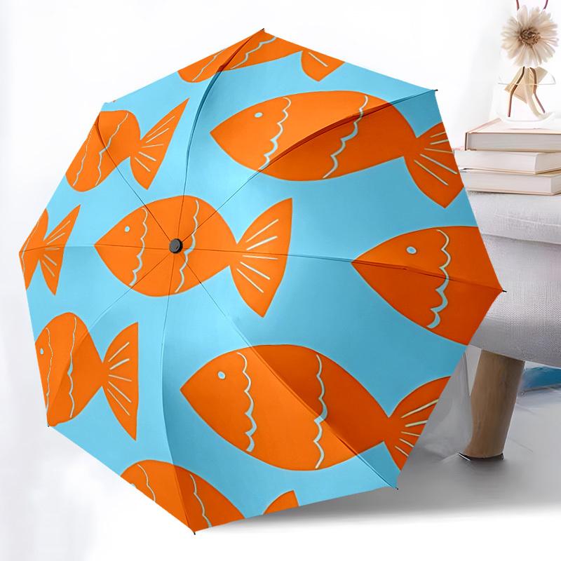 

1pc Orange Fish Pattern Automatic Umbrella - Automatic Opening And Closing, Sturdy Iron Frame, Formal Occasions yy251018204