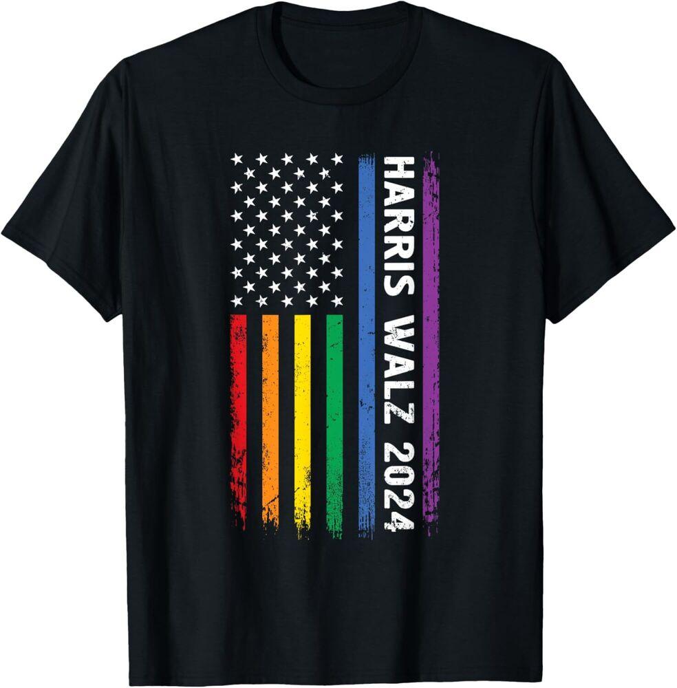 Harris Waltz 2024 Walz Vintage LGBTQ Flag T-Shirt Unisex T-Shirt