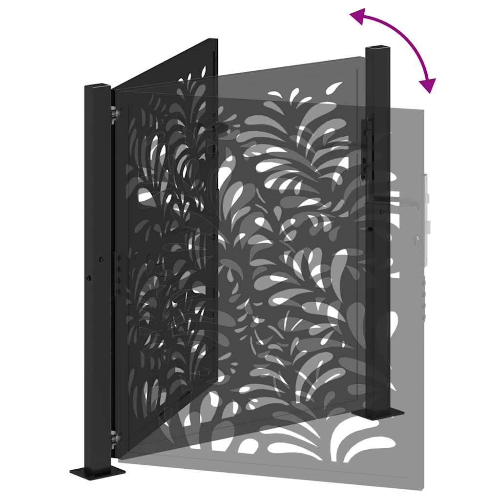 Black Garden Gate 105X106 Cm Steel Wave Pattern